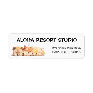 Three Sleeping Shibas Label