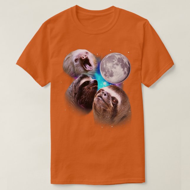 Three Sloths Howl at the Moon T-Shirt (Design Front)