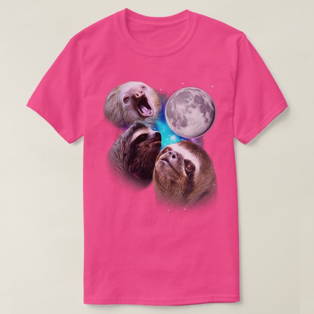 Three Sloths Howl at the Moon T-Shirt (Design Front)