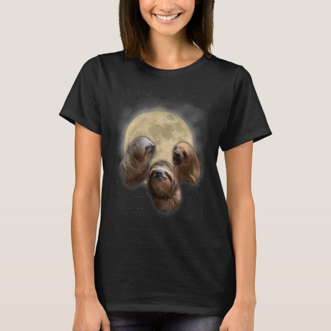 Three Sloths Howling At Moon   Sloth  Costume T-Shirt (Front)