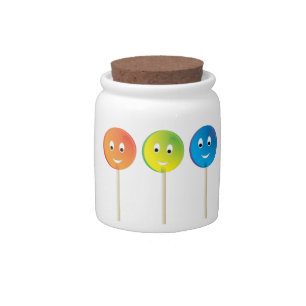 Three smiling lollipops candy jar