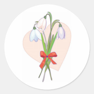 three snowdrops classic round sticker