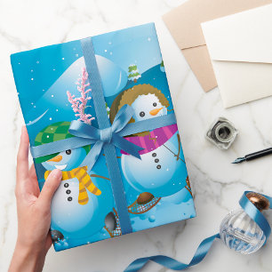 Three Snowman Wrapping Paper