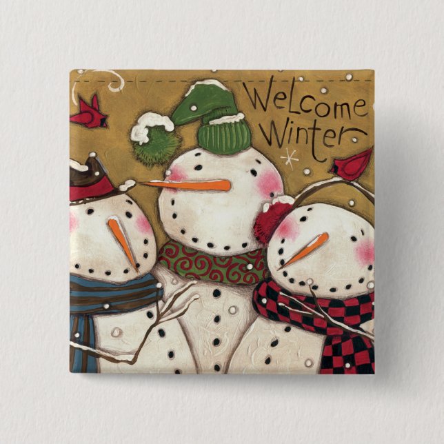 Three Snowmen Button (Front)