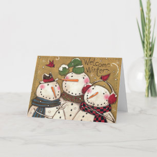 Three Snowmen Holiday Card