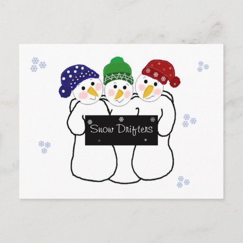 Three Snowmen Snow Drifters Postcard