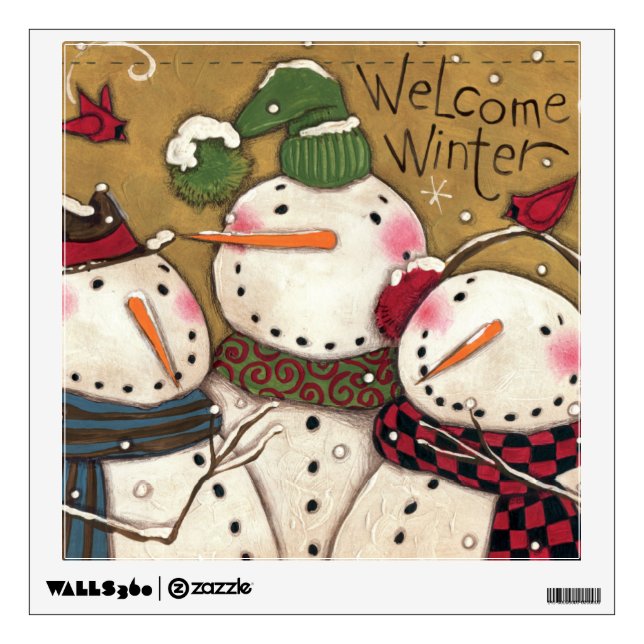 Three Snowmen Wall Sticker (Front)