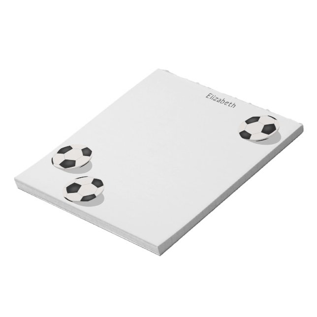three soccer balls personalized sports notepad (Rotated)