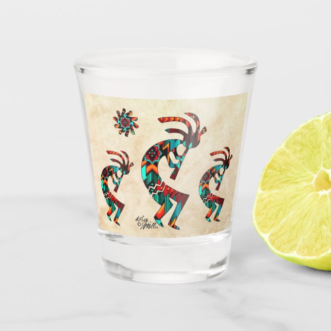 Three Southwest Kokopelli And Sun Shot glass (Front)