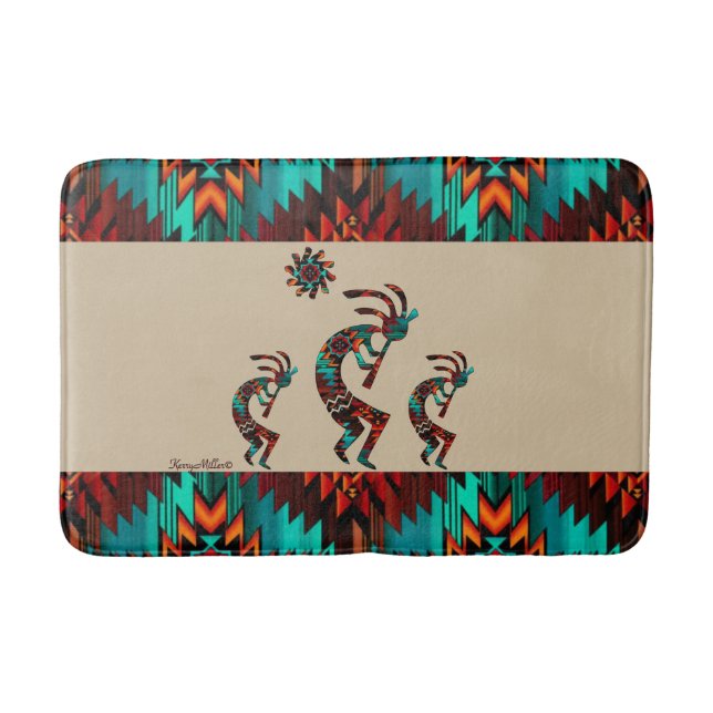 Three Southwest Kokopelli Bath Mat (Front)