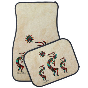Three Southwest Kokopelli Car Floor Mat