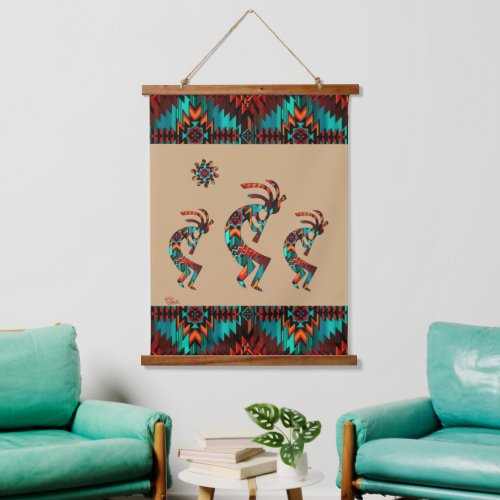 Three Southwest Kokopelli Hanging Tapestry