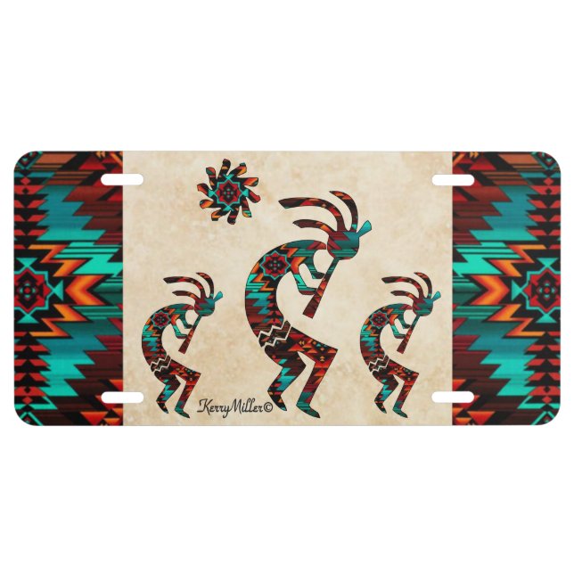Three Southwest Kokopelli License Plate (Front)