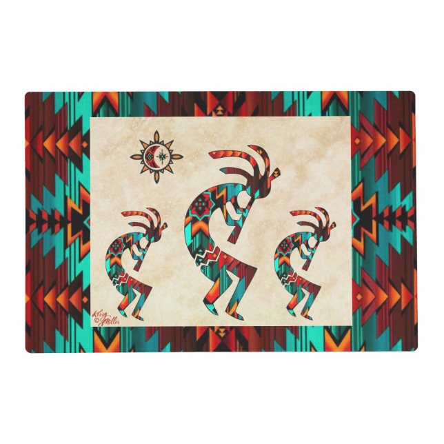 Three Southwest Kokopelli Placemat (Back)