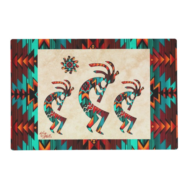 Three Southwest Kokopelli Placemat (Front)