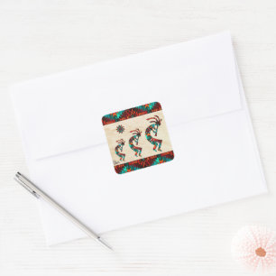 Three Southwest Kokopelli Square Sticker