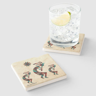 Three Southwest Kokopelli Stone Coaster