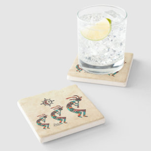 Three Southwest Kokopelli Stone Coaster