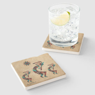 Three Southwest Kokopelli Stone Coaster