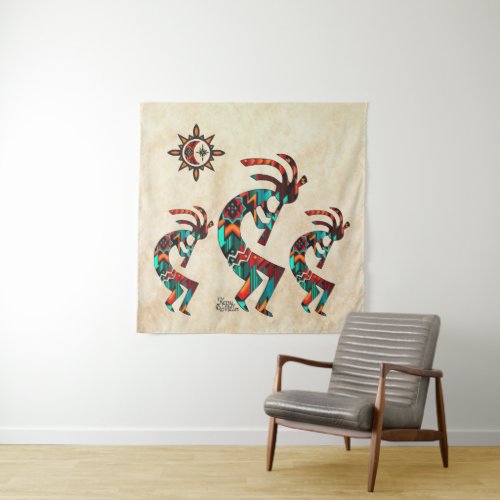 Three Southwest Kokopelli Tapestry