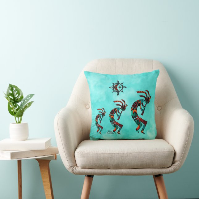 Three Southwest Kokopelli Throw Pillow (Chair)