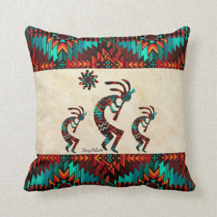 Three Southwest Kokopelli Throw Pillow