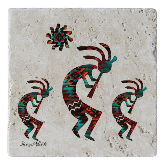 Three Southwest Kokopelli Trivet (Front)