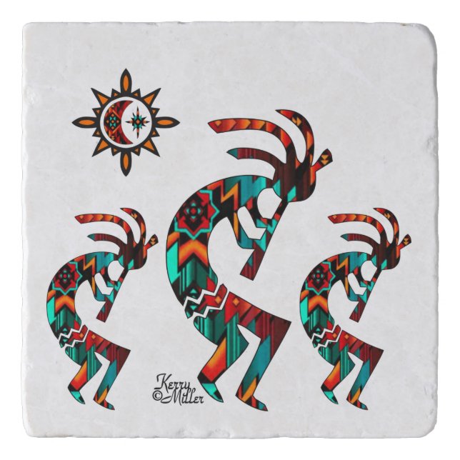Three Southwest Kokopelli Trivet (Front)