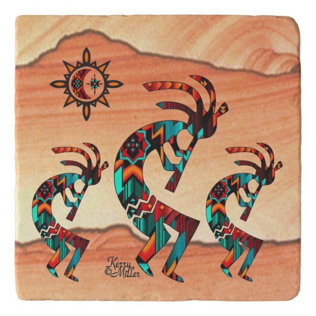 Three Southwest Kokopelli Trivet (Front)
