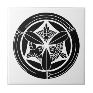 Three Sparrows in a Bamboo Circle Ceramic Tile