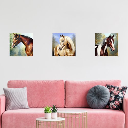 Three Spectacular Horses Wall Art Sets