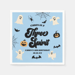 Three Spirit Blue Halloween 3rd Birthday Party Napkins