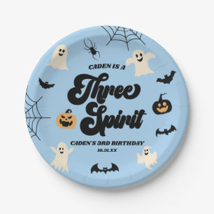 Three Spirit Blue Halloween 3rd Birthday Party Paper Plates