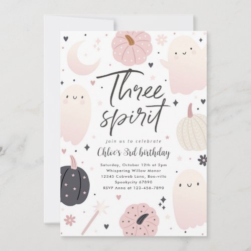 Three Spirit Boho Halloween Ghost 3rd Birthday Invitation