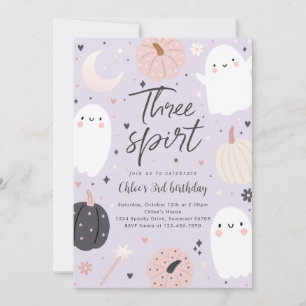 Three Spirit Boho Halloween Ghost 3rd Birthday Invitation
