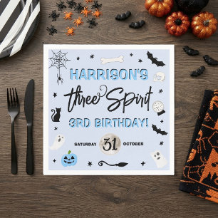 Three Spirit! Boys Halloween 3rd Birthday Party Napkins