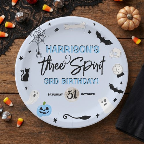 Three Spirit! Boys Halloween 3rd Birthday Party Paper Plates