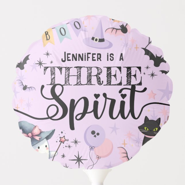 Three Spirit Cute Ghosts Halloween 3rd Birthday Balloon (Front)