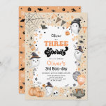 Three Spirit | Cute Halloween Ghost 3rd Birthday Invitation<br><div class="desc">Two Spooky! Cute ghost theme Halloween 2nd birthday invitation. Personalize this spooktacular invite with your details and if you want to further re-arrange the style and placement of the text,  please press the "Click to customize further" button.</div>