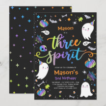 Three Spirit Cute Halloween Ghost 3rd Birthday