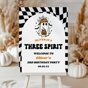 Three Spirit Ghost 3rd Birthday Party Welcome Sign