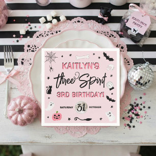 Three Spirit! Girls Halloween 3rd Birthday Party Napkins