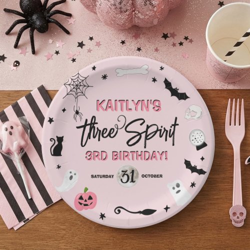 Three Spirit! Girls Halloween 3rd Birthday Party Paper Plates