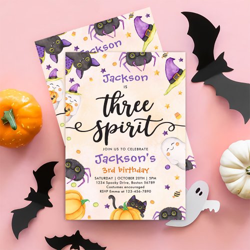 Three Spirit Halloween 3rd Birthday Invitation