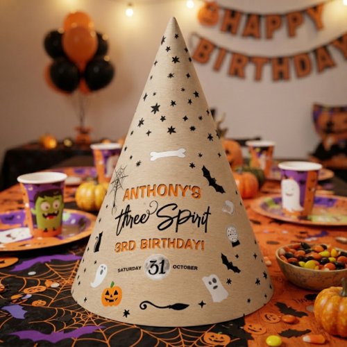 Three Spirit! Halloween 3rd Birthday Party Hat