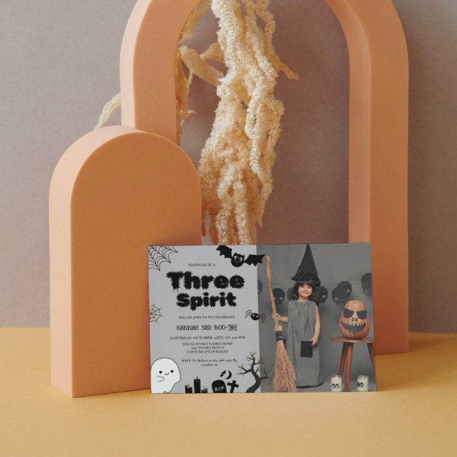 Three Spirit Halloween 3rd birthday party Invitation (Creator Uploaded)