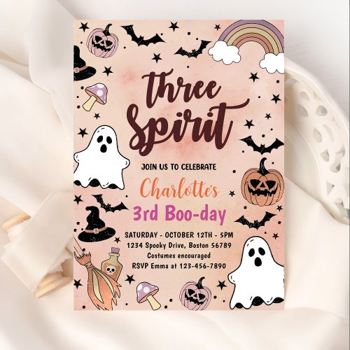 Three Spirit Halloween 3rd Birthday Party Invitation