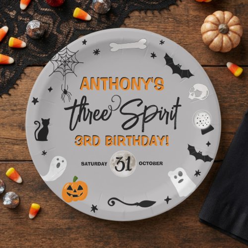 Three Spirit! Halloween 3rd Birthday Party Paper Plates