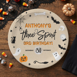 Three Spirit! Halloween 3rd Birthday Party Paper Plates
