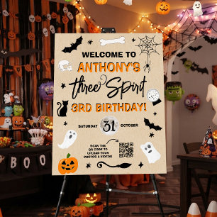 Three Spirit! Halloween 3rd Birthday Party Welcome Foam Board